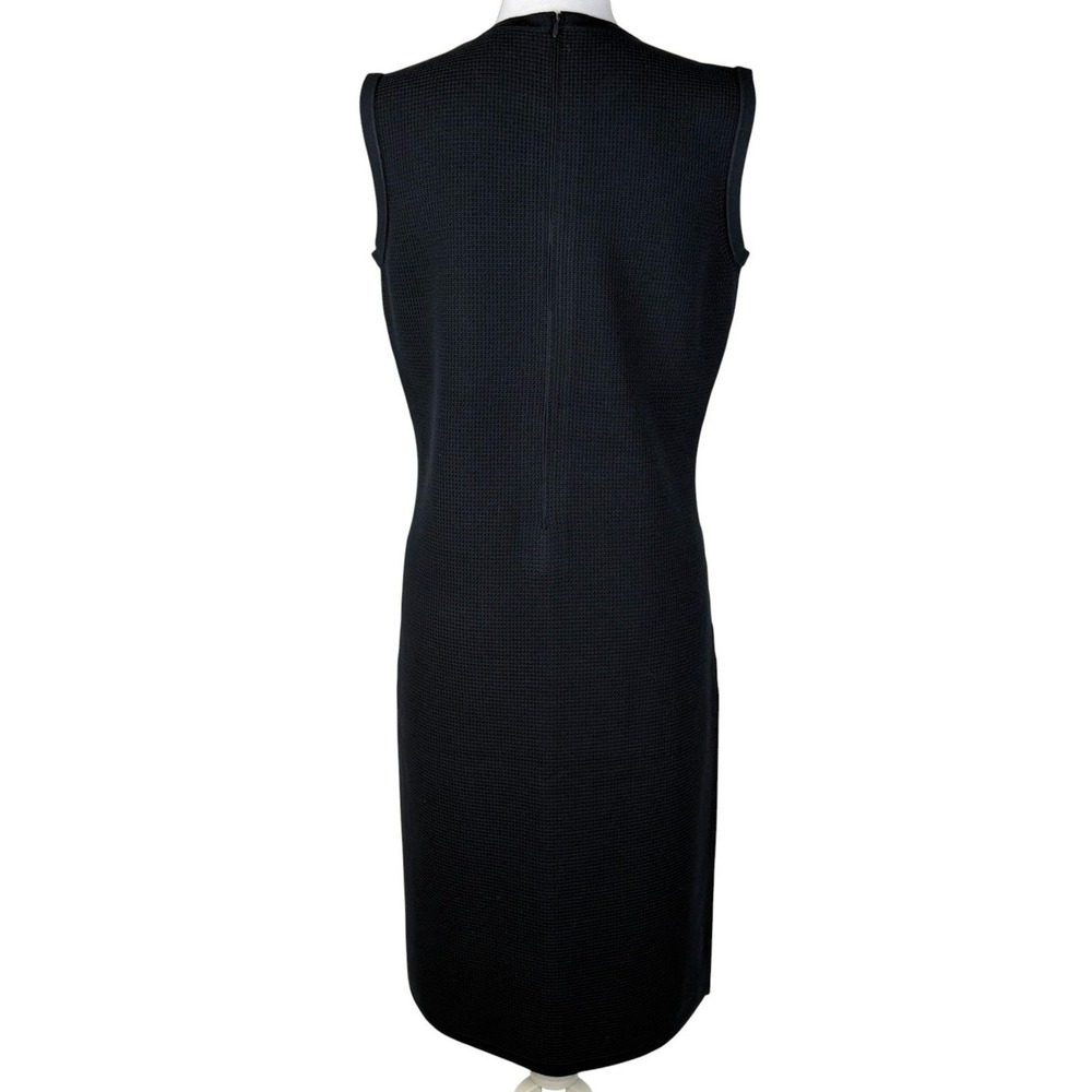 St John Pique Knit Knee Length Dress Womens L Navy Blue Sleeveless Luxury NWT - Picture 6 of 12